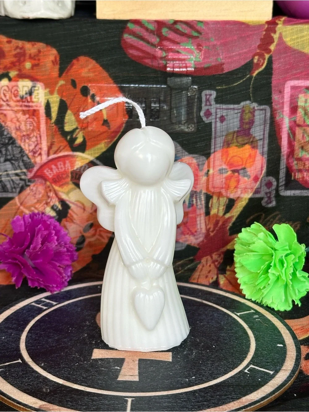 Handmade White Angel Candle – Heart Holding Angel